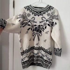 Vintage Studio Michelle Stuart  Gray And White With Black Hand Knitted Sweater